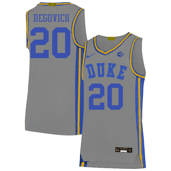 Men #20 Neal Begovich Duke Blue Devils College Basketball Jerseys Stitched Sale-Gray